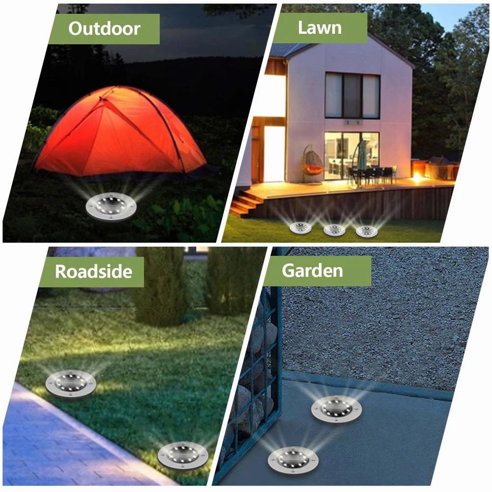 Solar Ground Lights Outdoor Bright Garden Waterproof Patio Disk Lights In-Ground Lights Lawn Pathway Yard Driveway Step Walkway