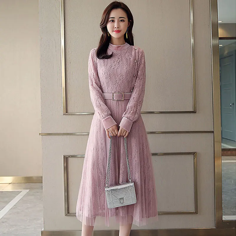 

2022 New dress women's autumn new French retro light mature wind lace dress