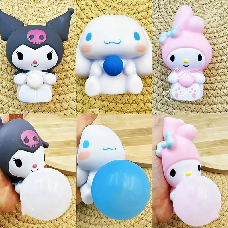 Sanrio Toys Kuromi Slow Rebound Toy Cinnamoroll Pinching Music Creative Squeeze Bubble Kids Stress Reliever Gift