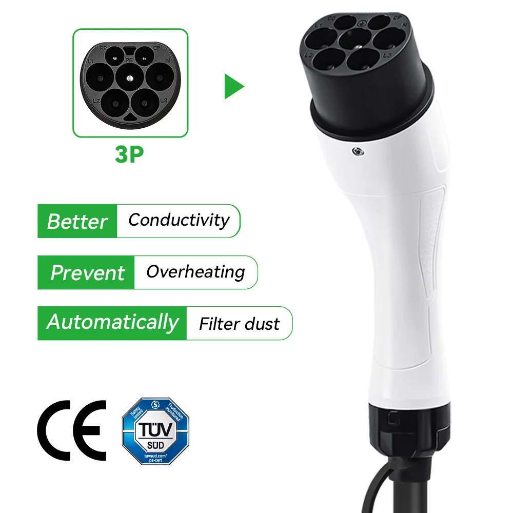 ADPOW GBT شاحن سيارات كهربائية ذكر التوصيل 16A/ 32A سيارة كهربائية شحن بندقية رئيس IP55 Watrtproof 3.5kw /7kw/11kw /22kw شاحن EV GBT التوصيل