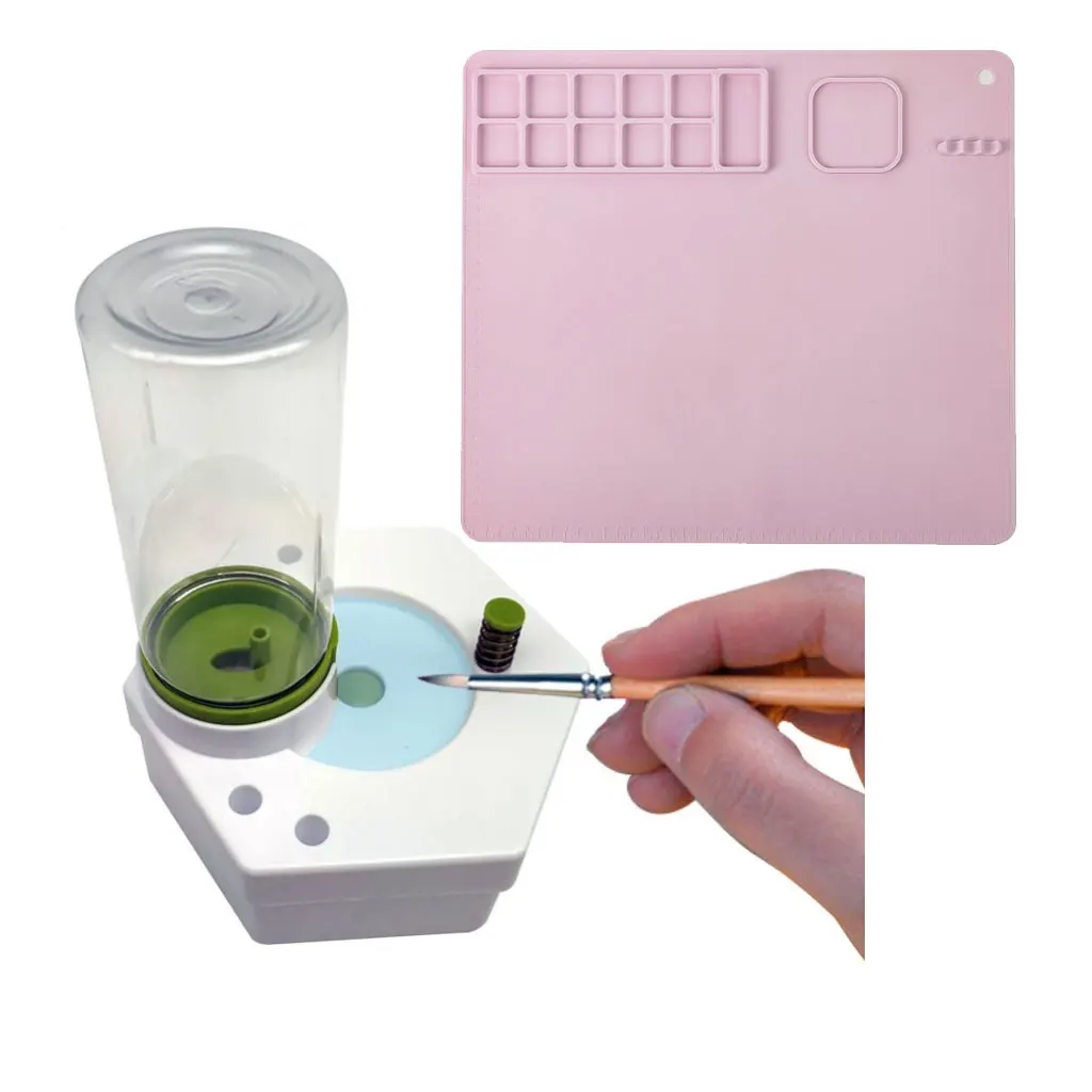 Painting Station Silicone Watercolor and Paint Brush, Water Cleaner Brush, Rinser for Children