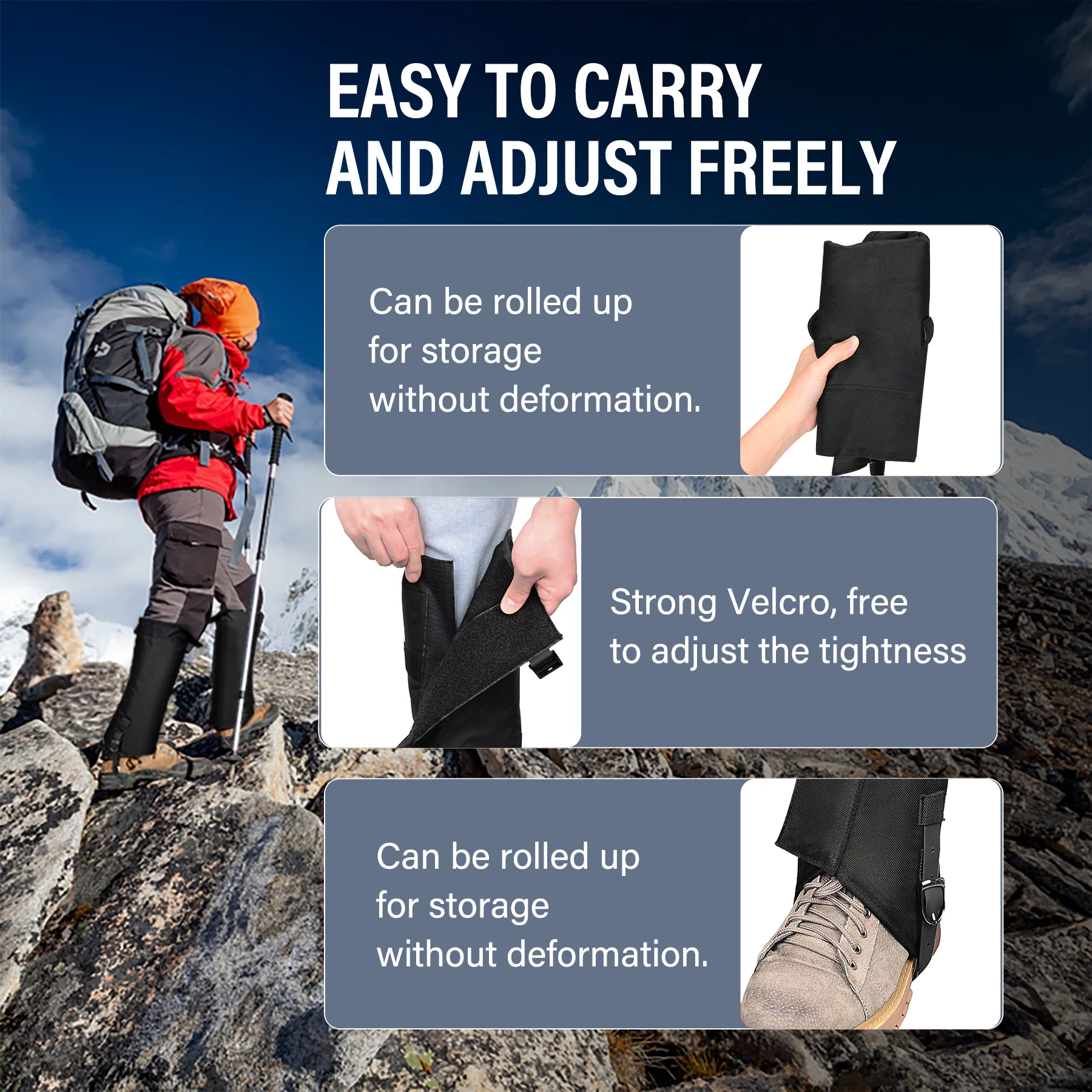 Snake Leg Gaiters Adjustable Snow Boot Gaiters for Hiking, Waterproof Snake Guards Snake Bite Protection for Legs Men & Women