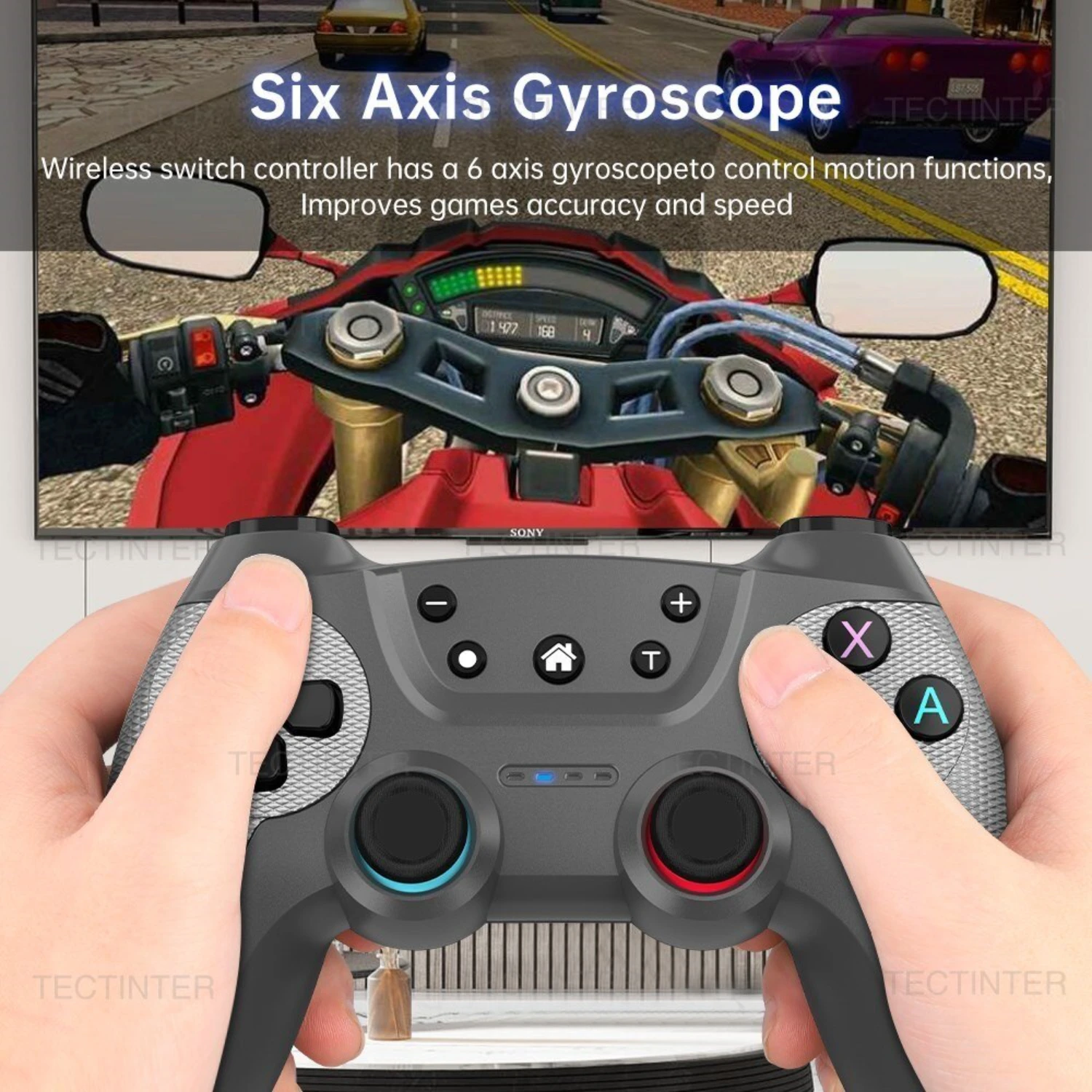 TECTINTER يدعم وحدة تحكم Bluetooth اللاسلكية المتوافقة / Oled Android Gamepad USB Joystick Control