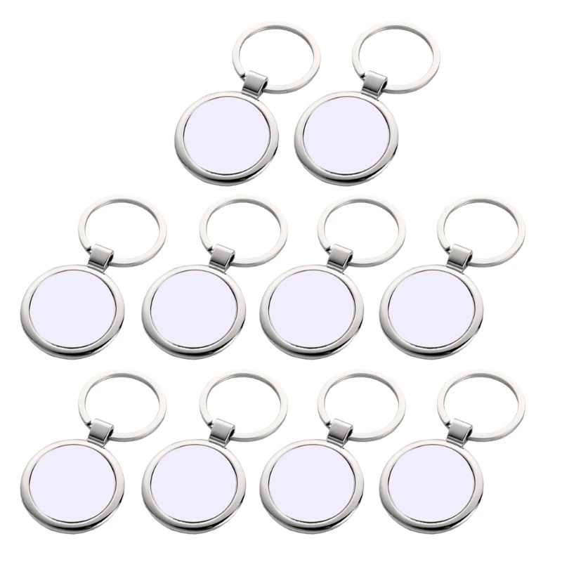 12pcs/Lot Round Metal Keychain Sublimation Blank Keychain for Christmas Valentine Graduation Day Present