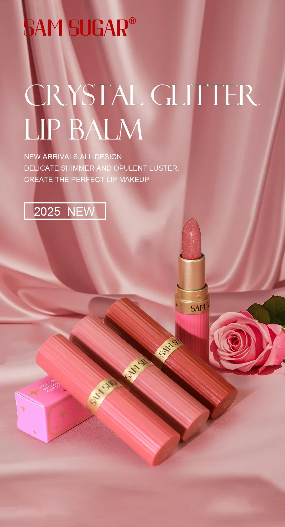 Diamant glänzender samtmatter Lippenstift, glitzernd, schimmernd, perlmuttartig, sexy rote Lippentönung, antihaftbeschichteter Lippenstift, hochpigmentierte Lippen, Kosmetik – Detail 1