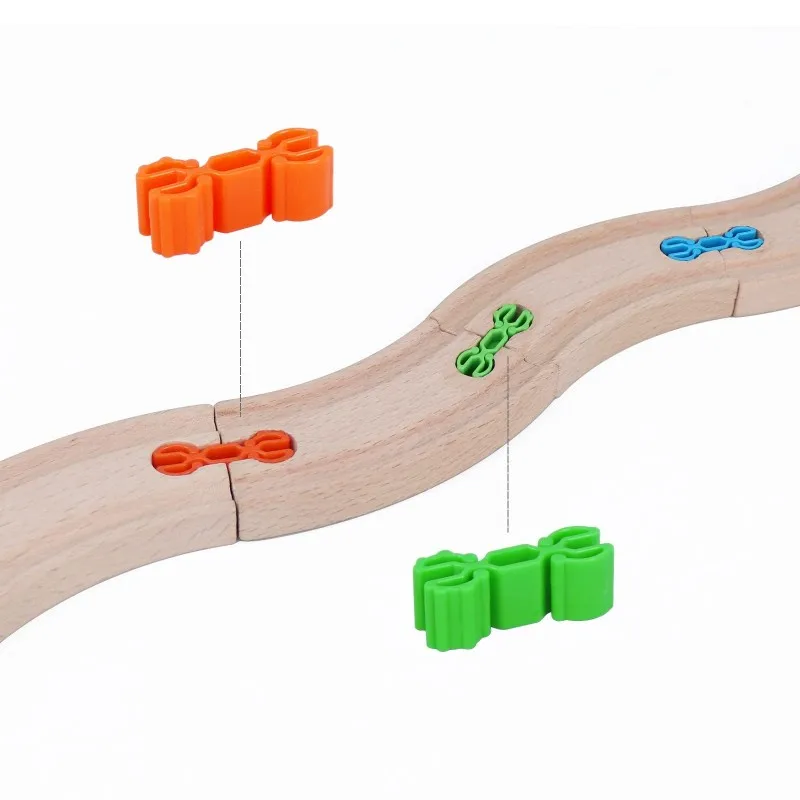 Accessori per binari del treno in legno Tutti i tipi Connettori universali Adattatori Clip adatte per binari in legno di marca Giocattoli ferroviari per bambini
