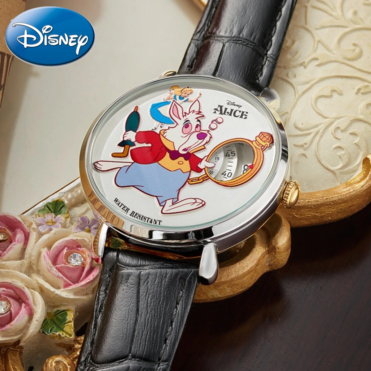 Disney Gift Alice Sleepwalking Wonderland Mr. White Rabbit 2023 Rabbit Year No Point Watch Student Waterproof Relogio Feminino