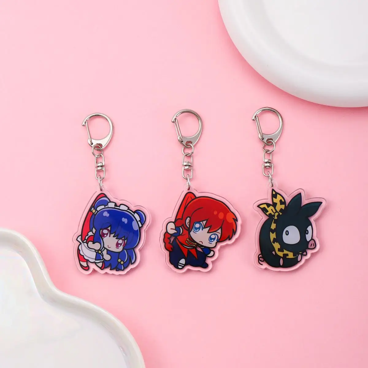 Anime Ranma 1/2 Acrylic keychain accessaries Cartoon funny Bag Pendant Gift cute bag charm Keyring Friends Fans Gifts