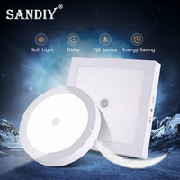 SANDIY Ceiling Lights Motion Sensor LED Panel Lights Smart Ceiling Lamp 6W 12W 24W for Foyer Kitchen Hallway Luminarie AC85-265V