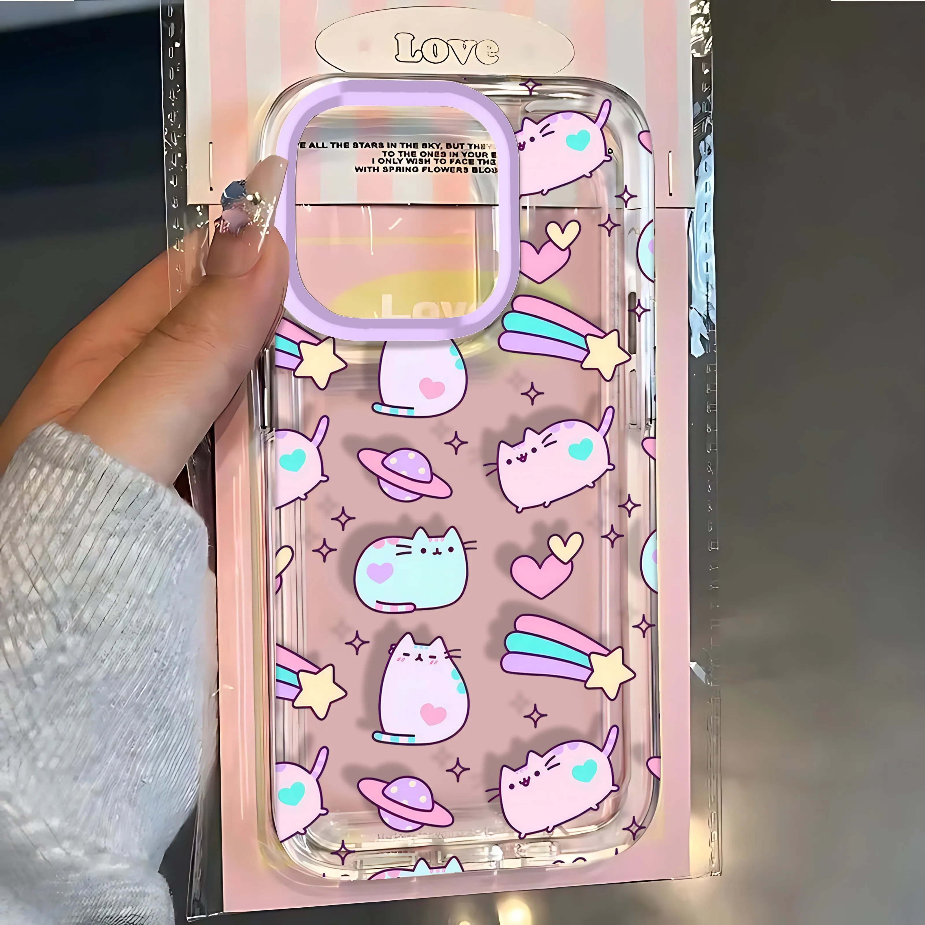 Cartoon donuts Pusheen Cat Clear Space Phone Case For Samsung A02 02S 05 05S 10 11 15 20 24 35 30 54 55 750 S24 Plus Ultra Cover