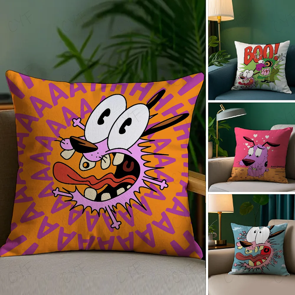 Courage the Cowardly Dog Pillow Case Pillowcase Anti-dustmite Pillow Invisible zipper silky short plush Sofa cushion cover