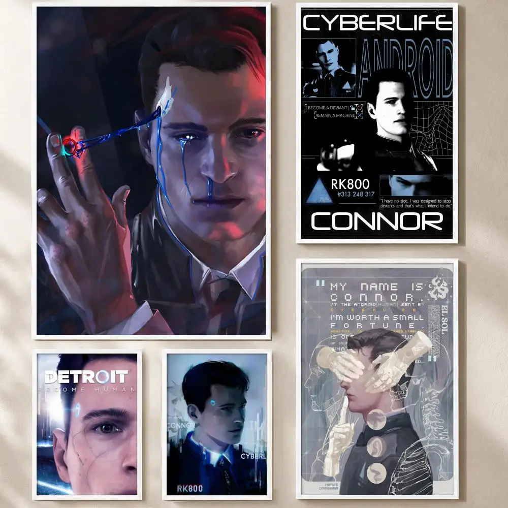 Affiche de jeu D-Detroit B-Become H-Human, haute définition, écologique, auto-adhésive de qualité supérieure, pour décoration esthétique de salon