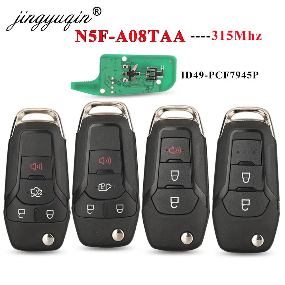 jingyuqin N5F-A08TAA ID49 Chip 315Mhz Car Remote Control Key For Ford Escort Fusion Transit F150/F250 2013-2016 Auto Flip Fob 