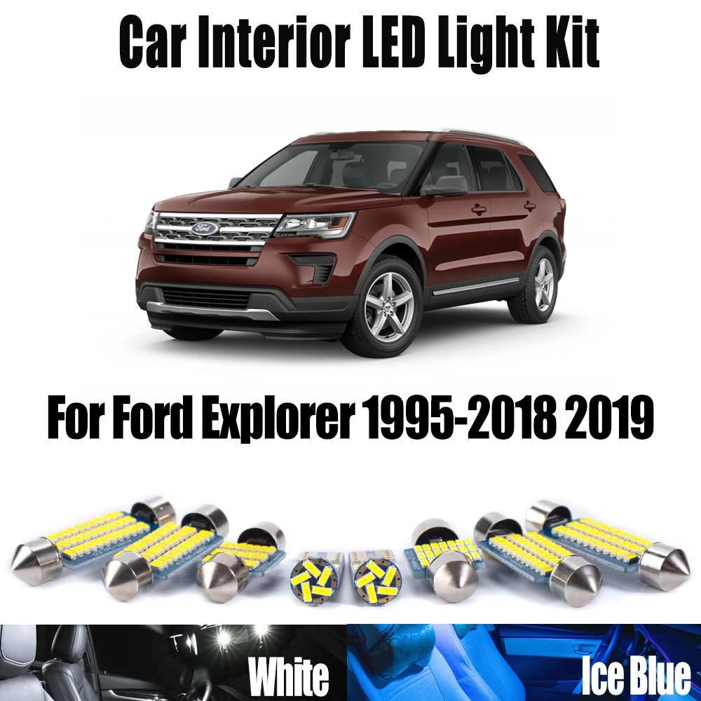 

Canbus LED Interior Reading Map Dome Trunk License Plate Light Kit For Ford Explorer 1995-2016 2017 2018 2019 Car Bulbs Lighting