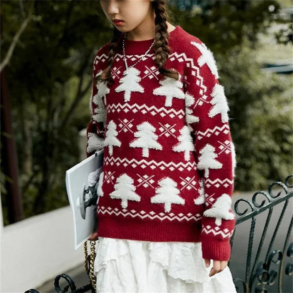 New Christmas Sweater with Neck Boys Girls Children Clothes Winter New Sweaters Top Knitwear Clothes for 3 4 5 7 12 14Years