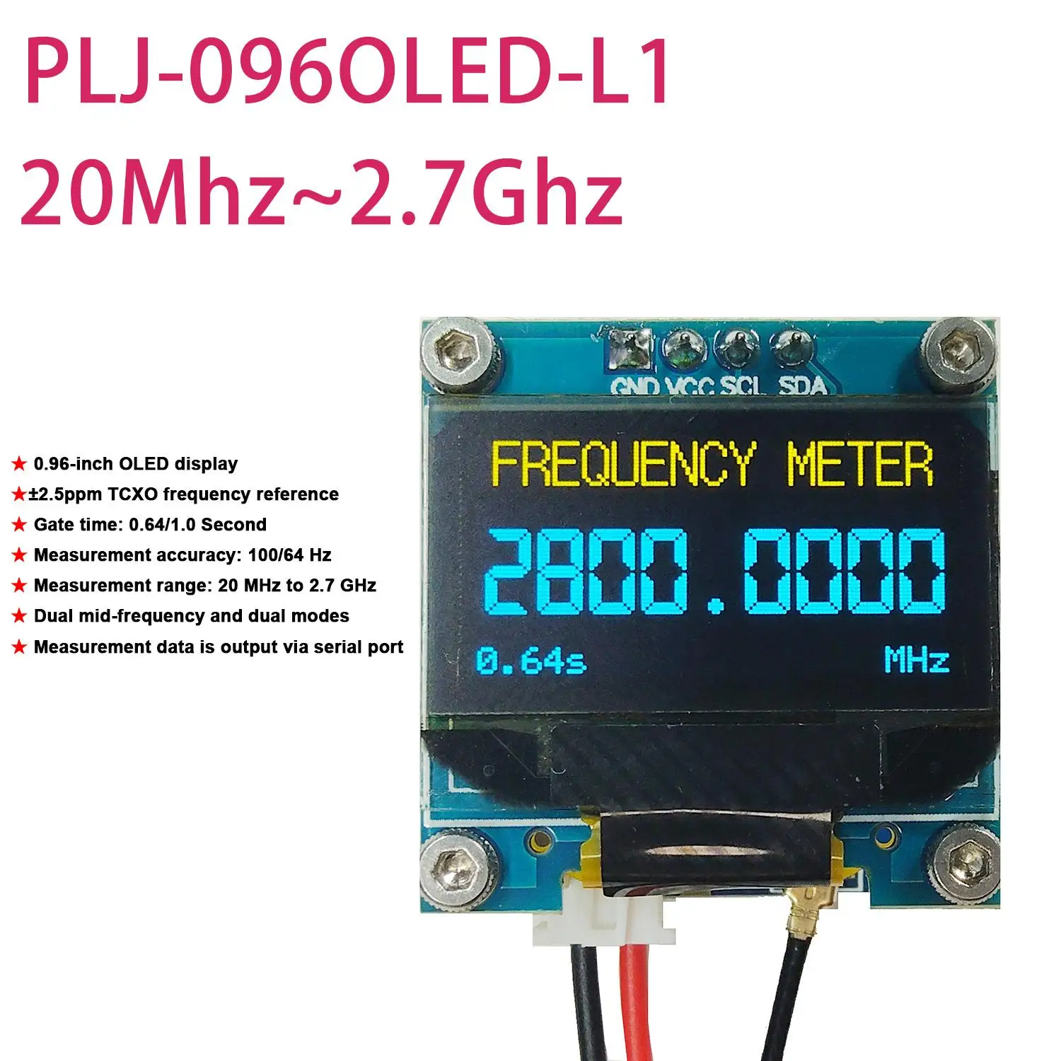 Ham Radio 20MHz~2.7GHz Freq Meter PLJ-096OLED-H1 OLED Display для выравнивания передатчика и приемника UHF/VHF, инструмента измерения мощности SWR и RF