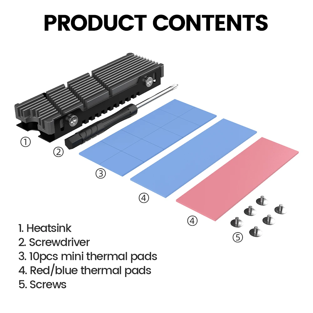 JEYI Cooler II M.2 SSD Heatsink Magnesium Aluminum Alloy Efficient Radiator with Thermal Pad for PC/PS5 M.2 PCIE 2280 NVMe SSD