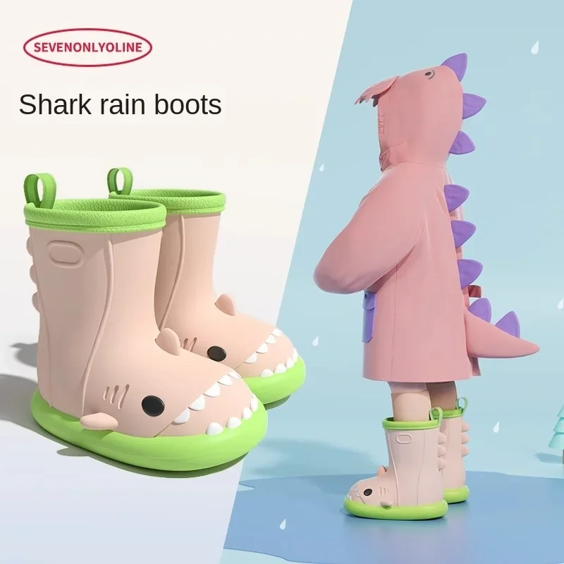 Bottes de pluie imperméables non ald pour enfants, chaussures d'eau de dessin animé pour tout-petits, chaussures d'école primaire pour garçons et filles, petit décodage