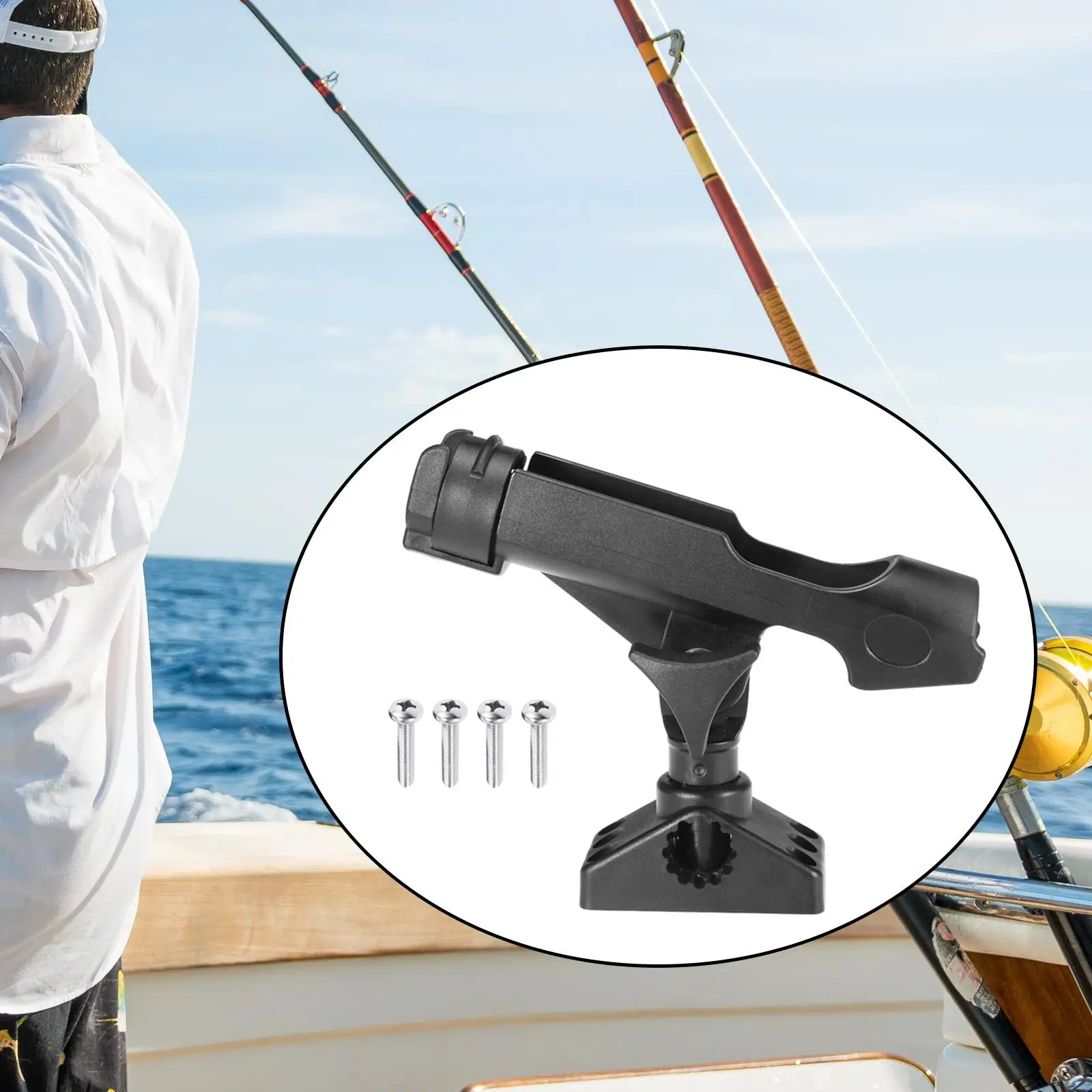 Boat Fishing Rod Holder,Fishing Rod Rack,360 Degree Adjustable Fishing Tool,Clamp on Rod Holder,for Fishing,Boat,Pontoon,Dock