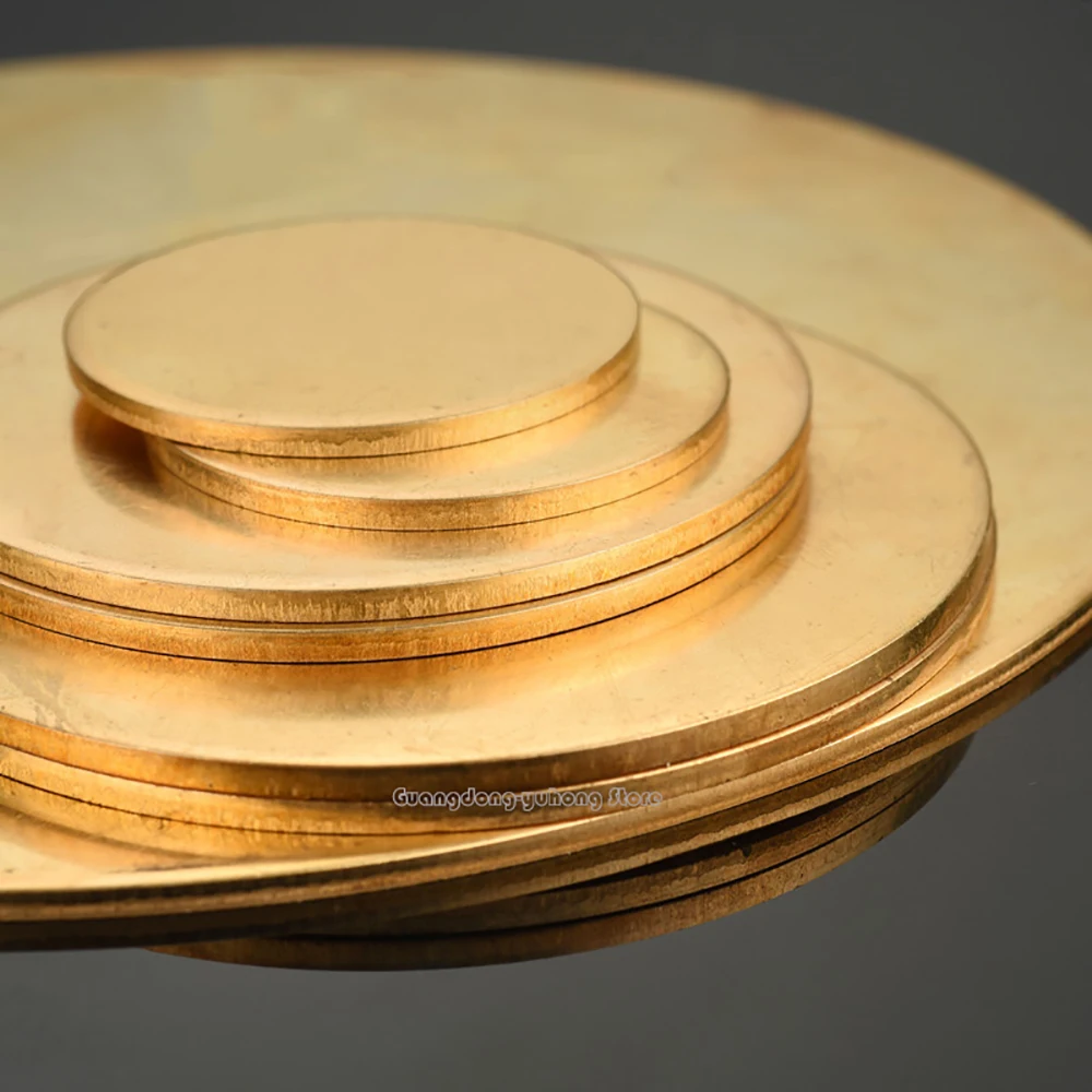 0.5/0.8/1/1.5/2/2.5/3mm H62 Solid Brass Discs Flat Round Sheet Plate 50mm~200mm Dia DIY Pure Copper Gasket Brass Parts Cutting