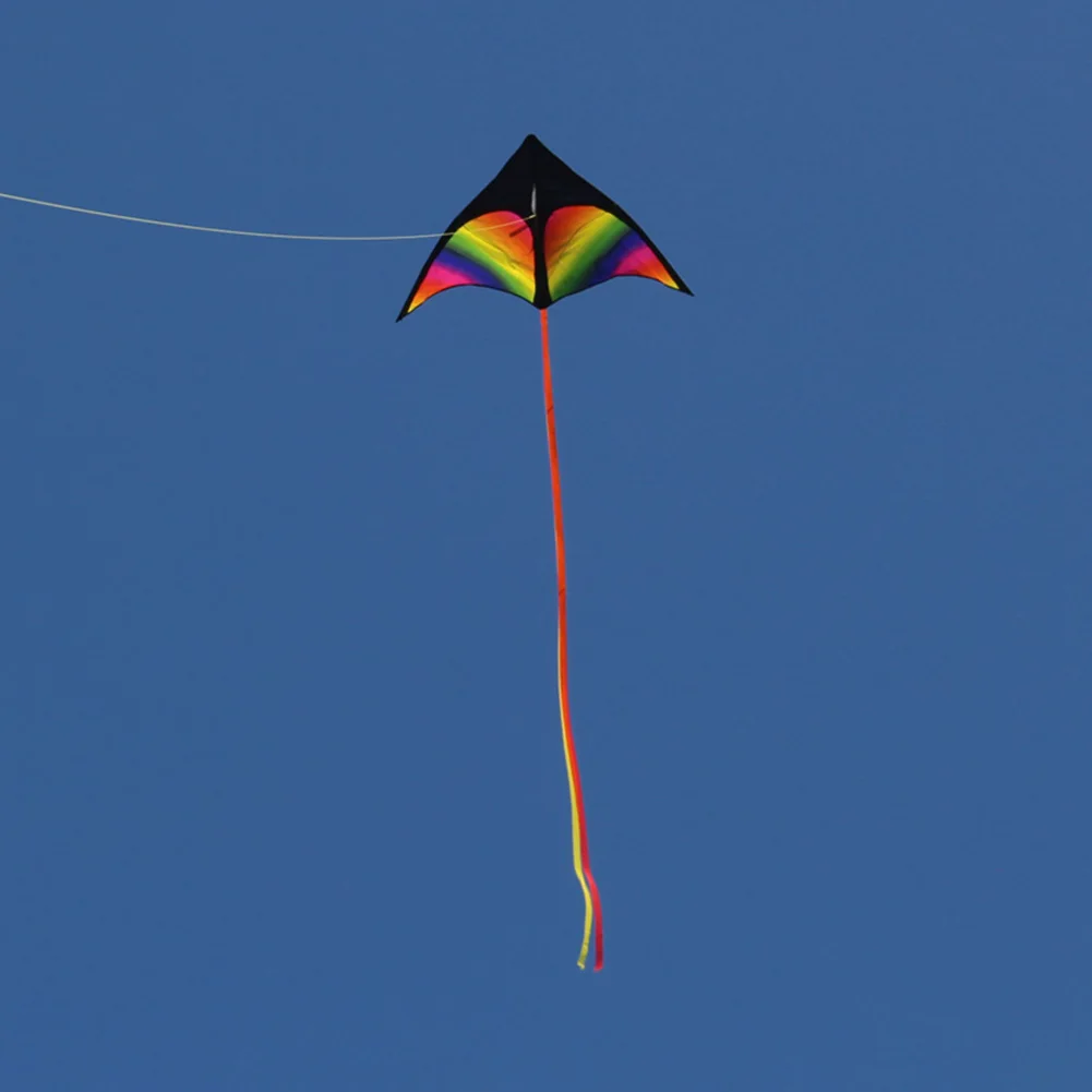 Fly Wind Kite with Wire Board 2x3m Tail Cute Rainbow Kite Easy To Fly Colorful Flight Kite Enhance Coordination for Boys Girls