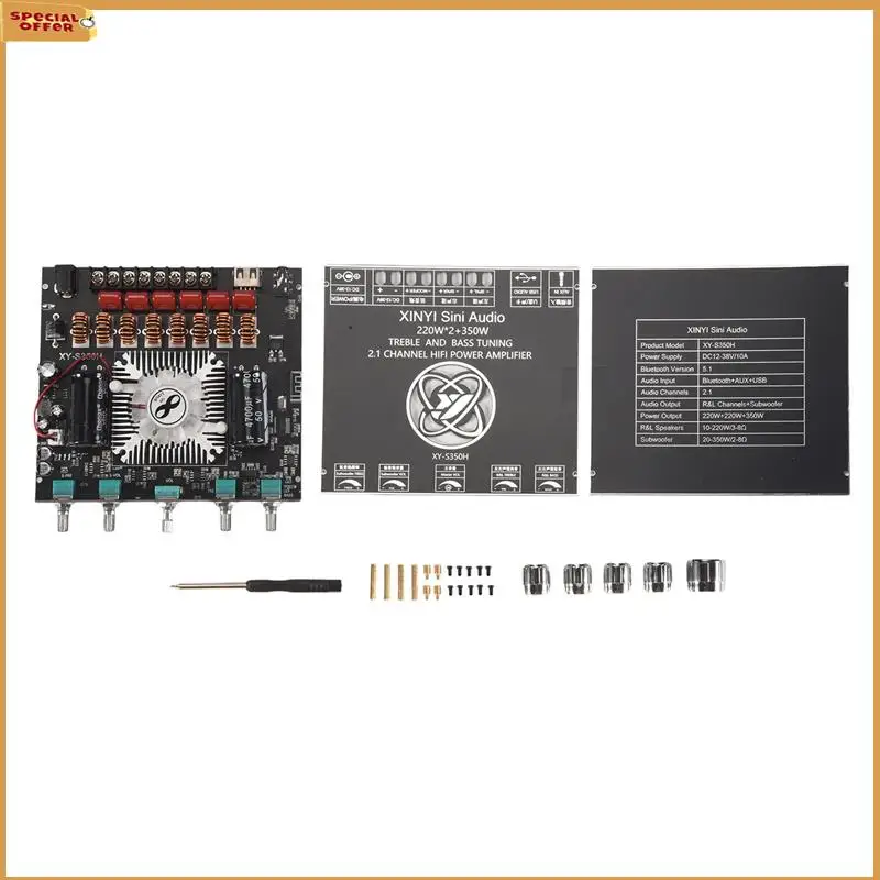 

A69Z XY-S350H 2.1 Channel TPA3251 Bluetooth Power Amplifier Board High Bass Subwoofer 220Wx2+350W