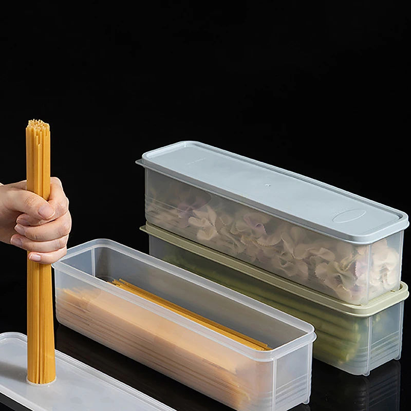 1Pc Noodle Storage Box Long Noodle Preservation Box Plastic Large Size Spaghetti Rectangle Food Fresh-keeping Sealed Box