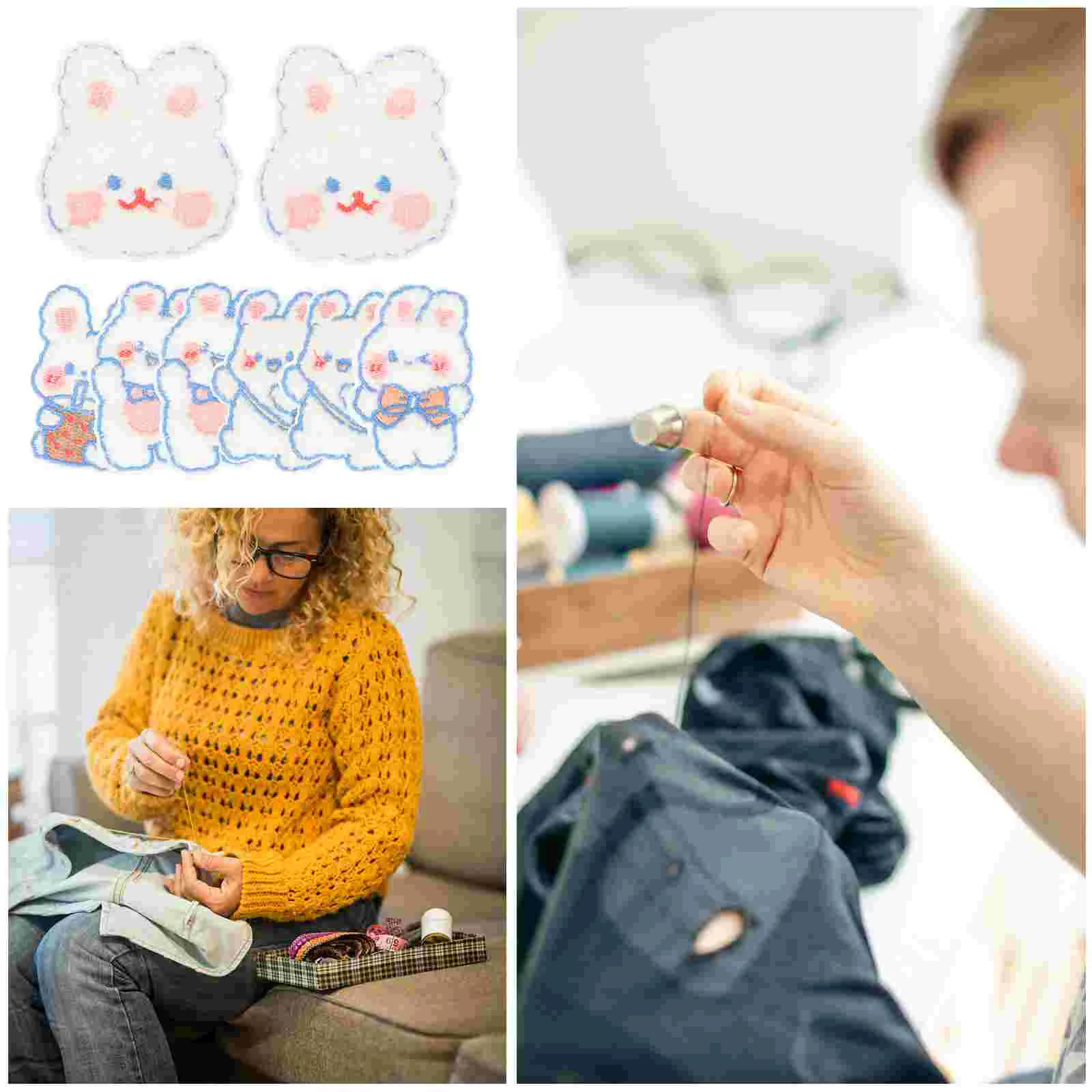 8 Pcs Cartoon Rabbit Cloth Sticker Sewing Patches for Home Coat Embroidered Back Multifunction Clothing