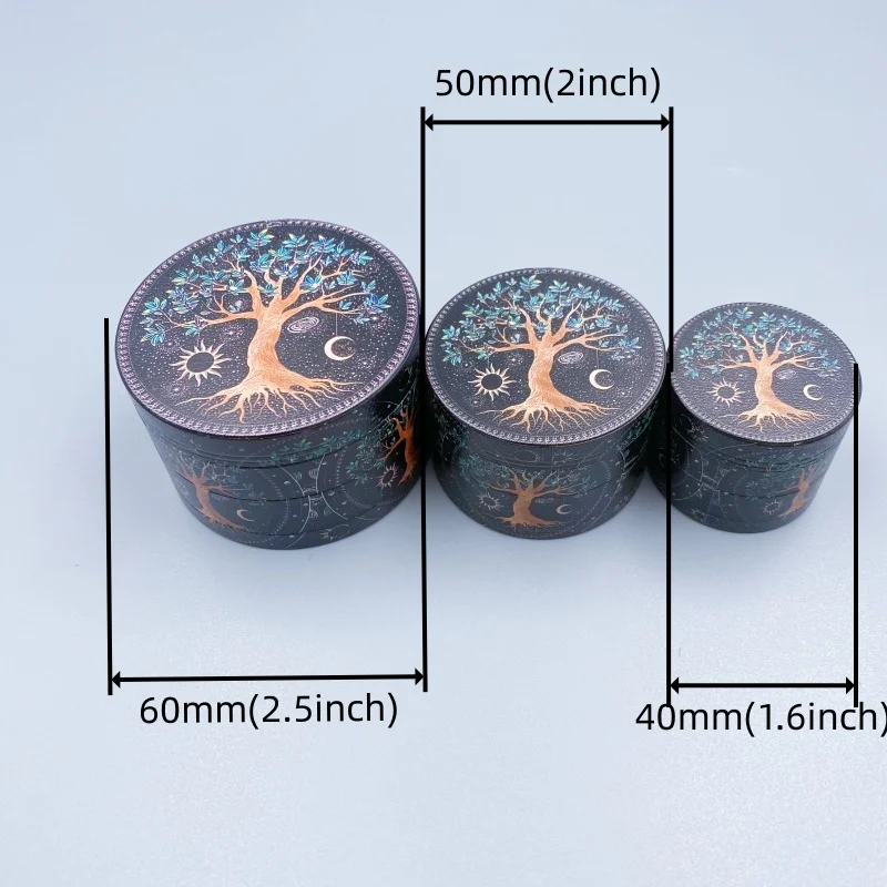 40/50/60mm Boho Tree Herb Grinder 4-Layers Manual Spice Salt Mill Pepper Mortar Grass Tobacco Grinder Smoking Cigarette Tool - view 2