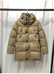 Winter Warm White Goose Down Detachable Hooded Jacket Men And Women Fashion Down Jacket