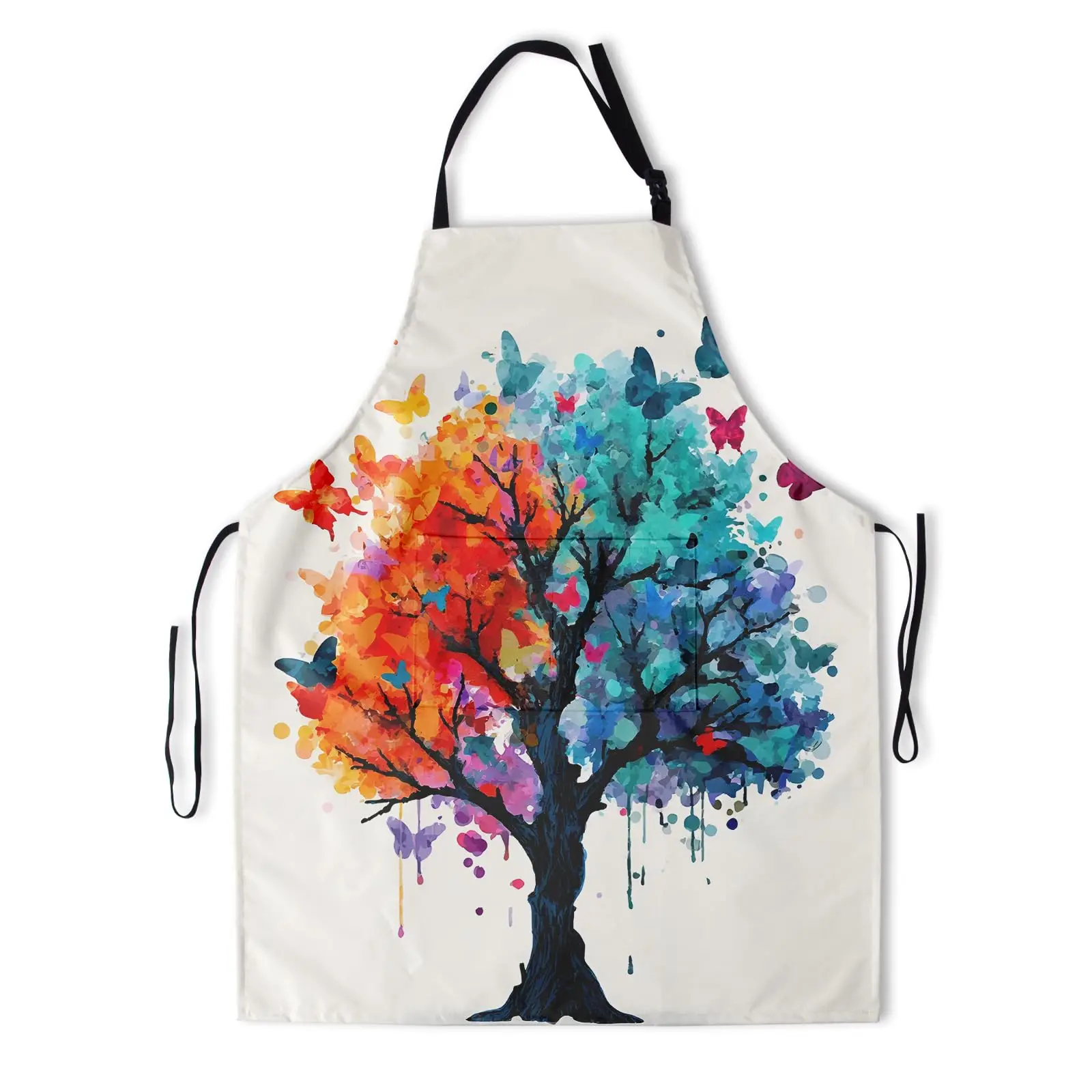 

Colorful Painting Aprons for Adults Tree Kitchen Apron Butterfly Chef Apron Garden Aprons for with Pockets