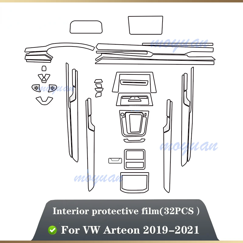 For Volkswagen Arteon CC 2019-2021 Gearbox Panel Navigation Screen Automotive Interior TPU Protective Film Anti-Scratch Sticker