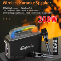 Cyboris 200W Shock Bass RGB Light Bluetooth Speaker with Mic Portable Stereo Sound TWS Wireless Subwoofer Boombox Party Karaoke