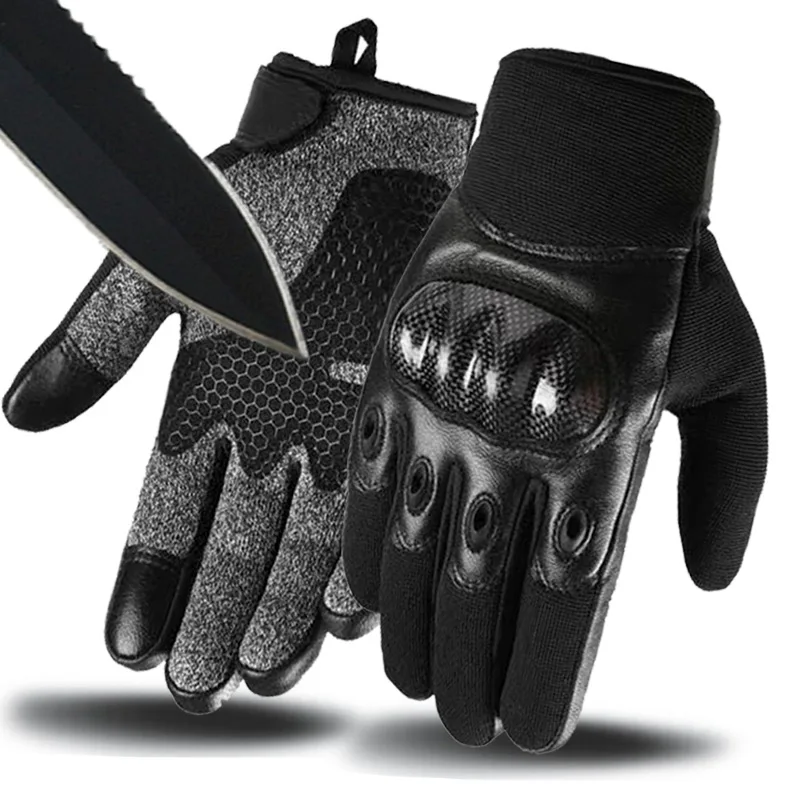 Level 5 anti cutting tactical gloves, carbon fiber shell, Level 5 special forces motorcycle gloves, silicone anti slip riding gl