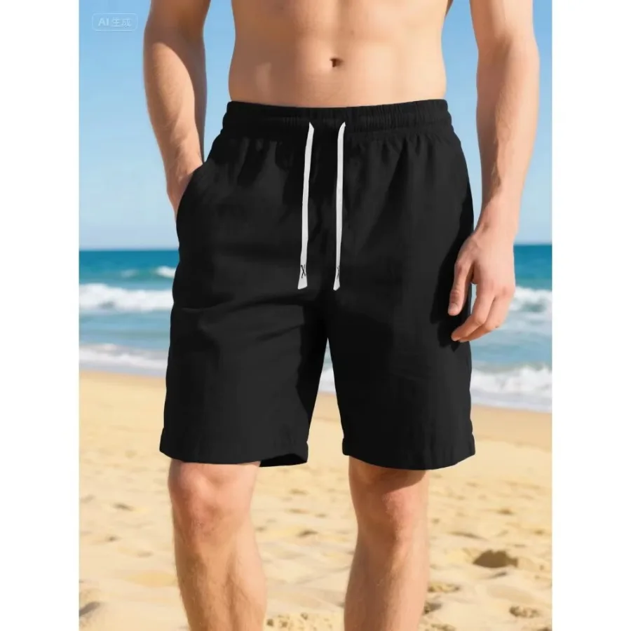 

Новинка 2025, летние повседневные свободные мужские спортивные универсальные однотонные шорты для бега, хлопковые шорты
