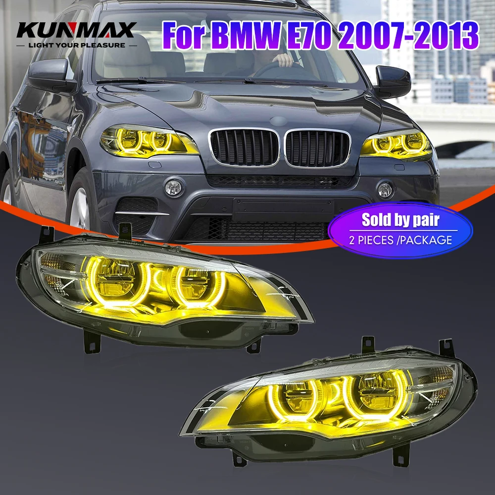 

Пара фар для тюнинга автомобиля BMW X5 E70 2007-2013, комплект фар, аксессуары для тюнинга, запчасти, установка Plug and Play