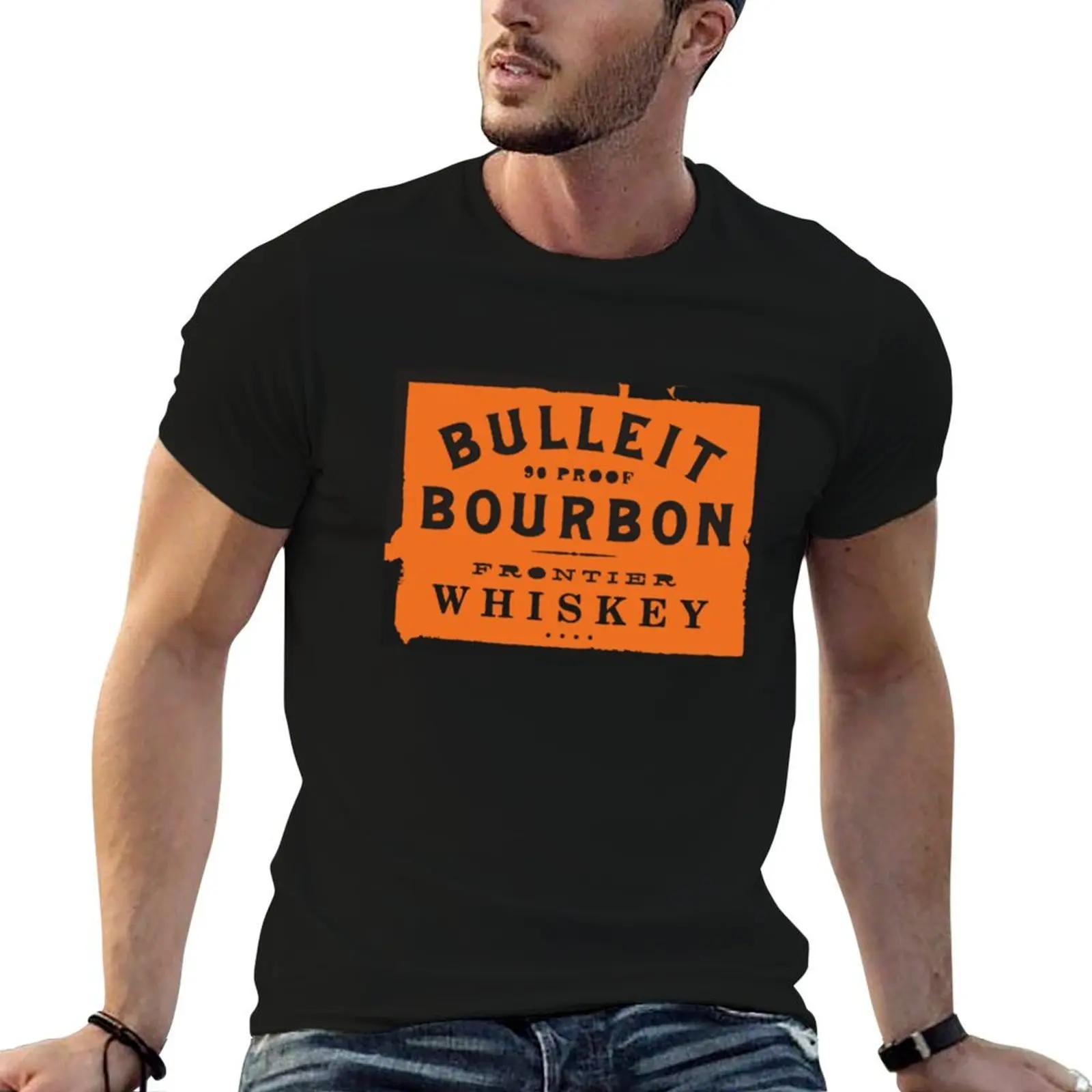 Рубашки с принтом, хлопковая футболка Bourbon, мужские рубашки из 100% Bulleit для
