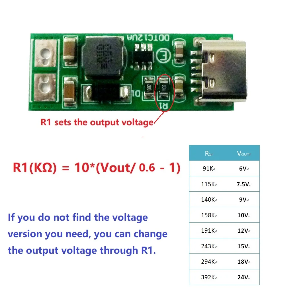 DDTC12UA 9W mini Type-C USB DC 5V do 6V 9V 12V 15V 24V DC DC Boost Step-up Converter PWM PFM Moduł regulatora napięcia