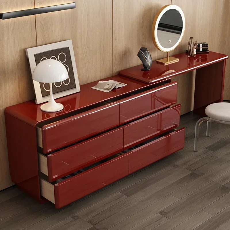 Dresser chest integrated red modern simple light luxury high-end atmospheric mirror makeup table