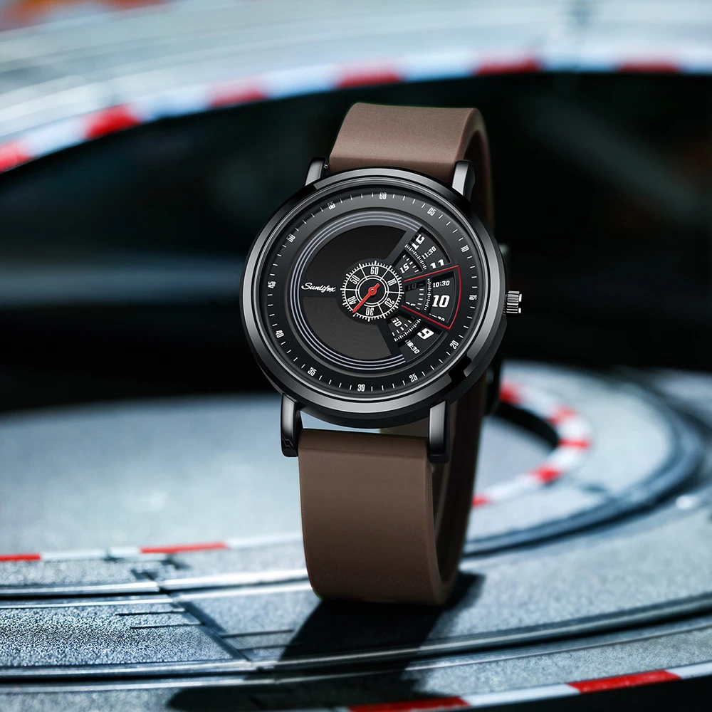 Orologio da uomo Sunlifex 3172 Data Orologio originale con cinturino in silicone alla moda casual