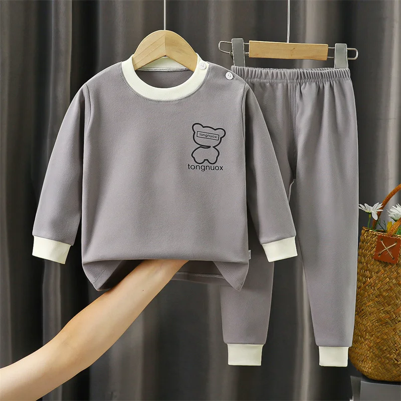 Baby Cartoon Suit Boys Round Neck Long Sleeve Pajamas Set Spring Autumn New Girls Warm Cute Casual Comfortable 2 Pieces 12M-12Y