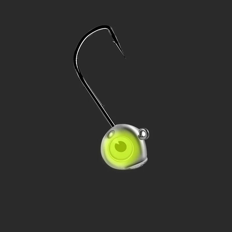 Fishing Jig Head Hook Back with Double Barb Fishing tackle Accessories Worm Hooks Glow Luminous Eyes Anti Off Lot 10 Pieces SALE
