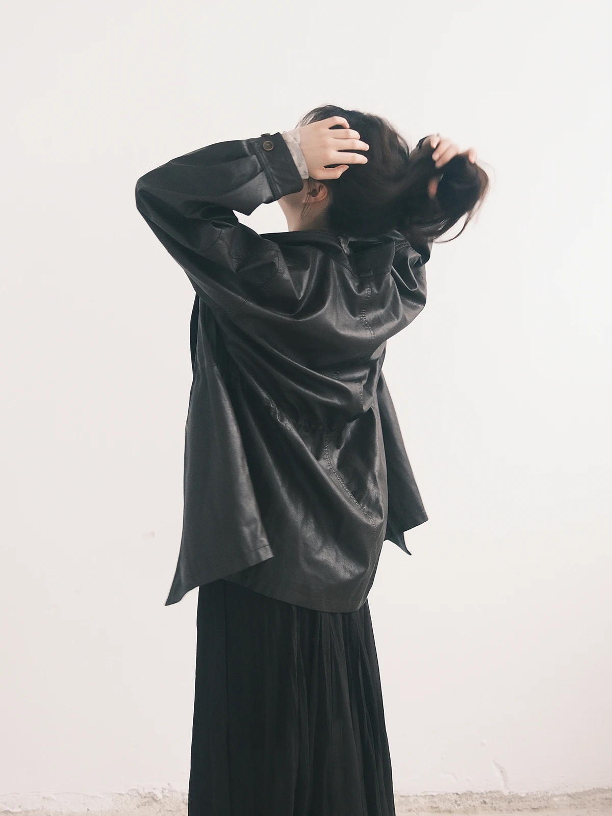 Cappotto Lungo in Pelle PU di Alta Qualità, Stile Cool Street, con Vita Stretta, Novità Autunnale, Capospalla Femminile alla Moda