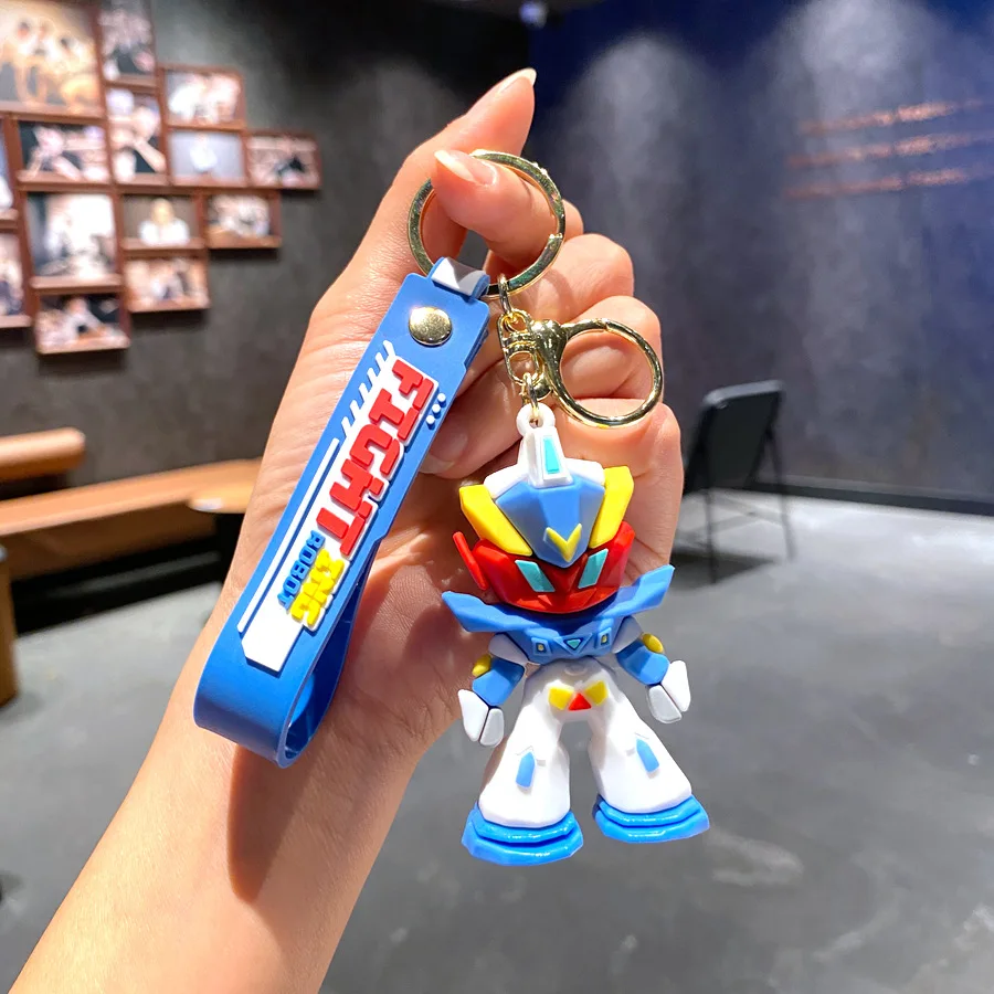 1/4pcs new cartoon cool Gundam keychain combat robot 3D soft plastic figurine mobile phone backpack pendant car decoration gift - view 3
