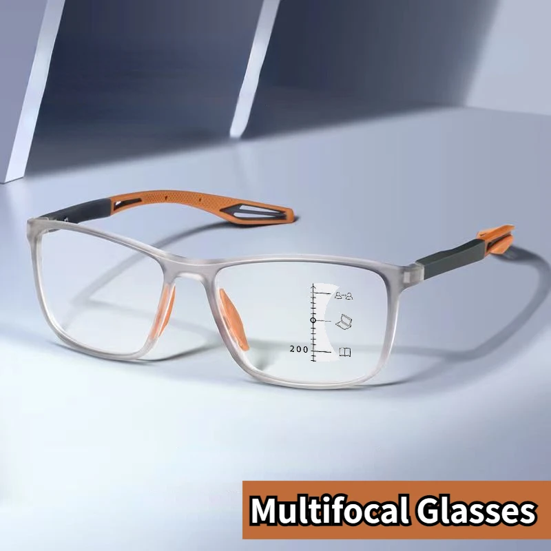 Progressive Multifocal Glasses Men Sports Reading Glasses Anti-blue Light Eyewear TR90 Ultralight Farsight Eyeglasses +1.0 ~+4.0