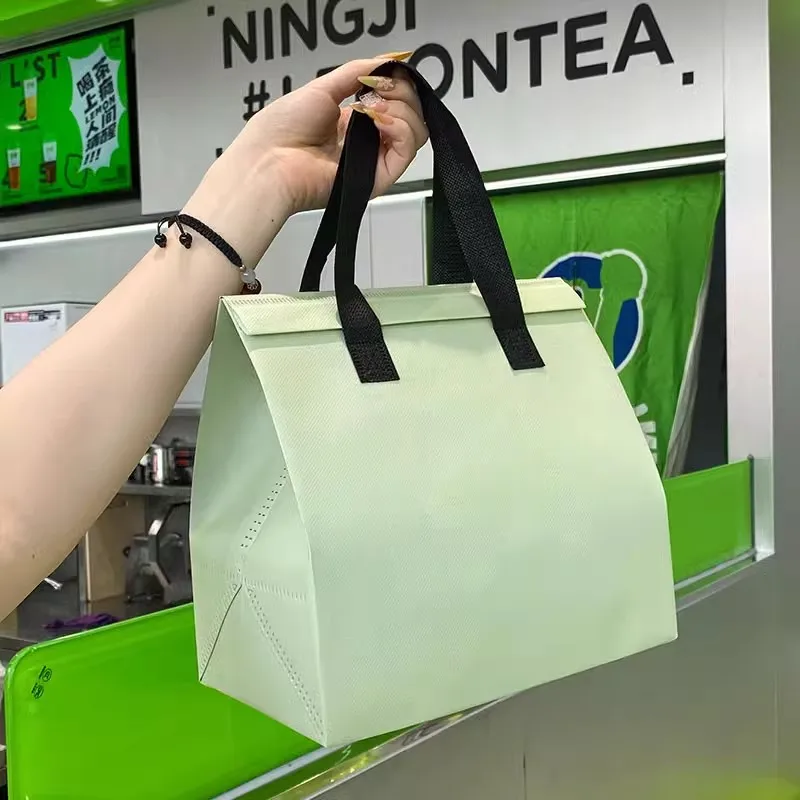 10pcs Green Non-Woven Insulated Tote Bags – Portable Reusable Meal Carrier Pouches for ... - SKU NITB1612 - UGI Packaging