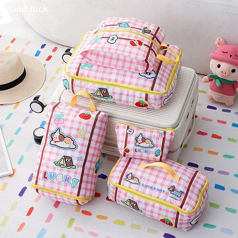 Cute Zippered Travel Storage Bag Large Capacity Waterproof For Clothes, Underwear, Suitcases Clothing Classification Storage Bag