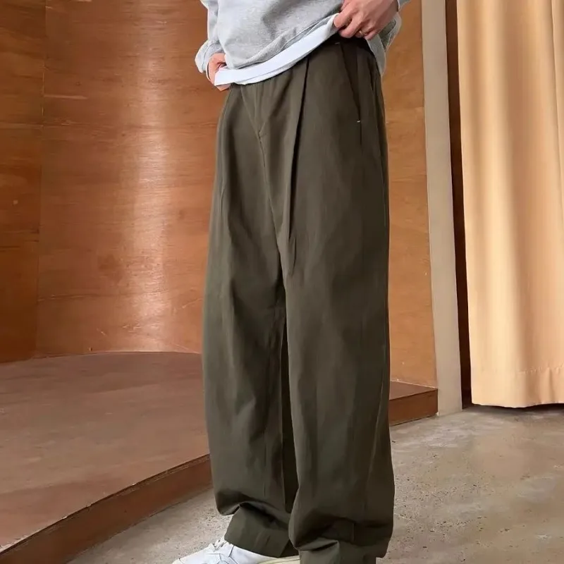 Tailoring Summer Baggy Cool Wide Ice Silk Business Thin Loose Cooling Straight Men\'s Casual Pants Office Trend Y2k Male Trousers