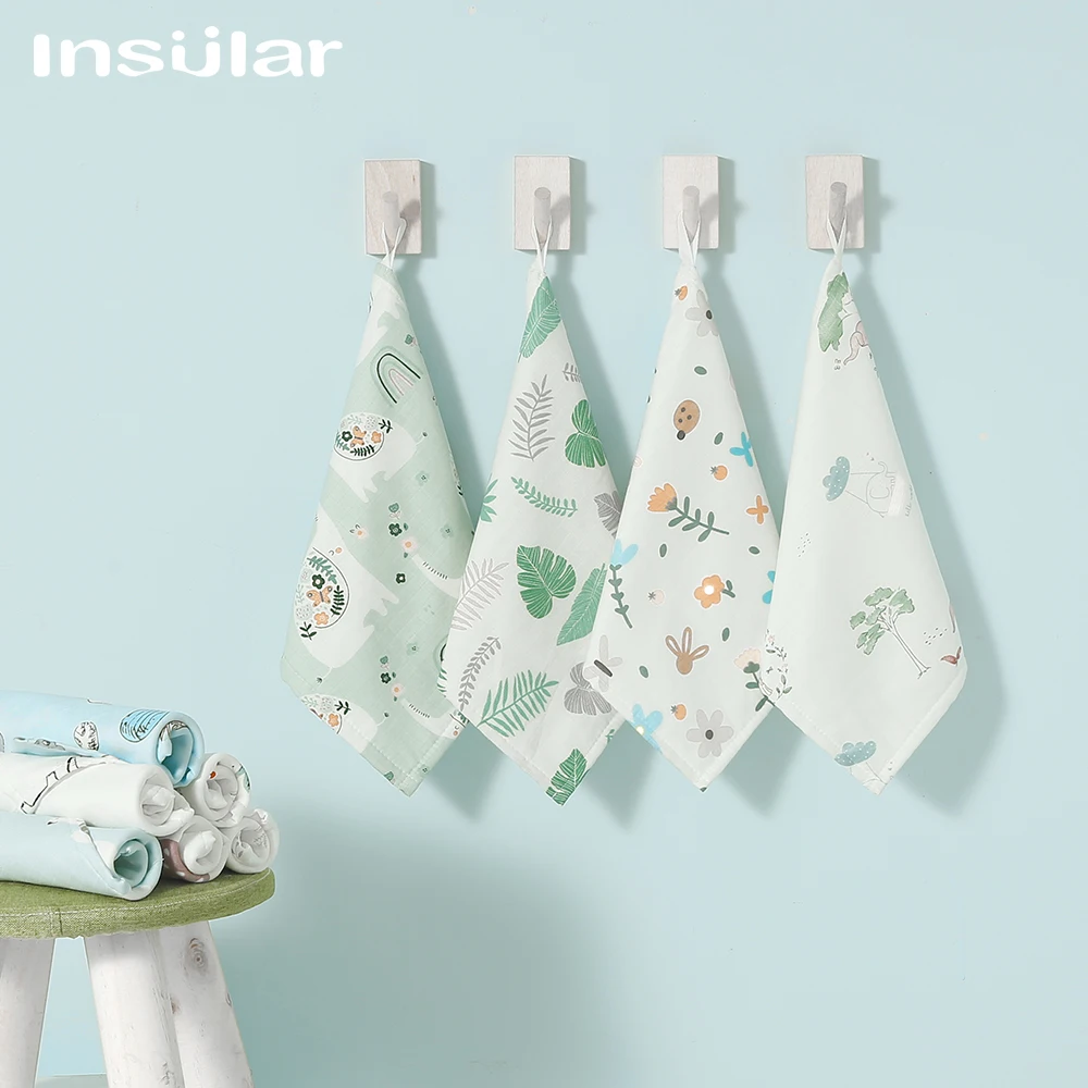 INSULAR Baby Saliva Towels Newborn Cotton Handkerchief Infant Super Soft Gauze Washrag Kids Face Washing Small Square Washcloth