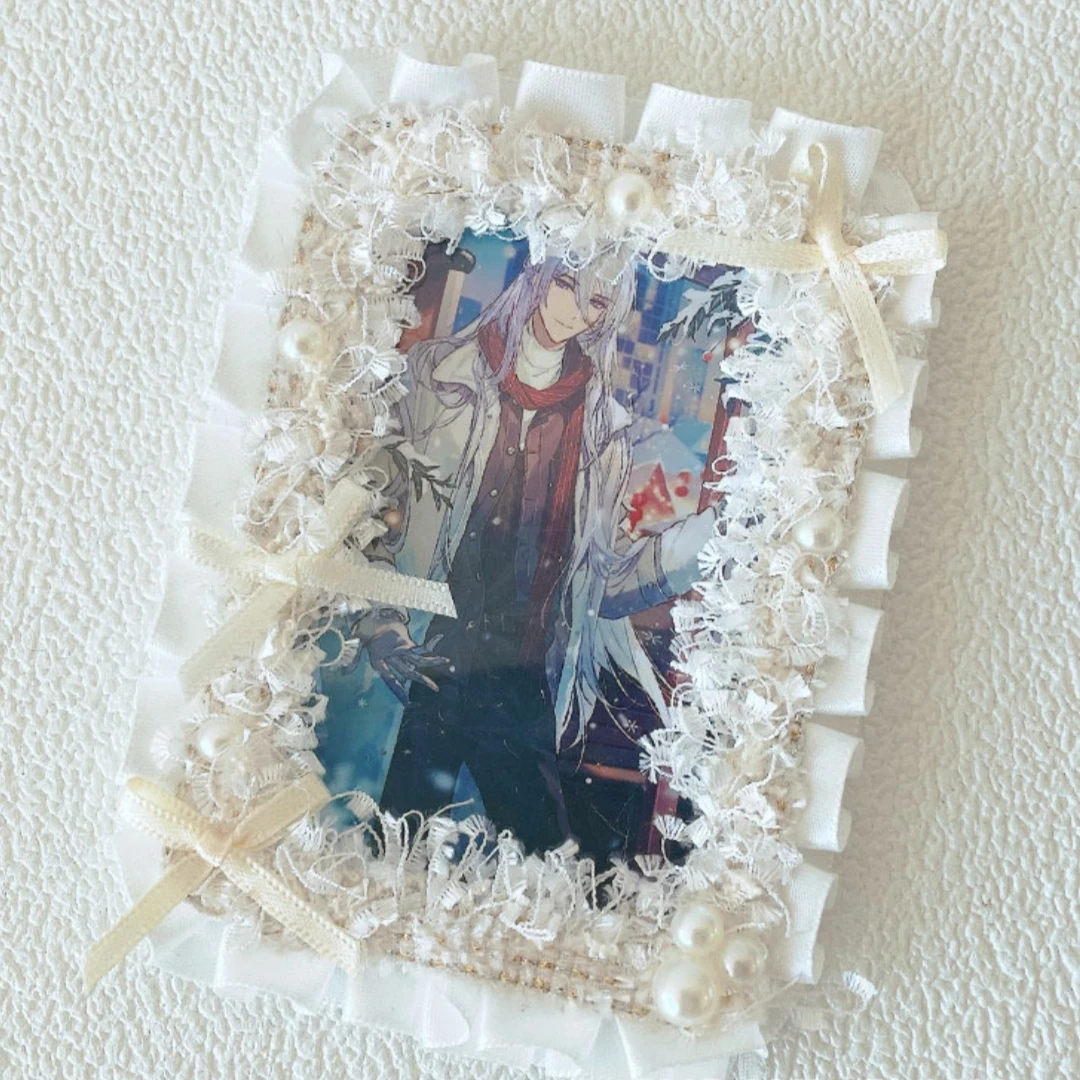 Lace Id Card Holder Handmade Photo Card Holder Badge Holder Charming Girls Card Case For School Travel Everyday Use